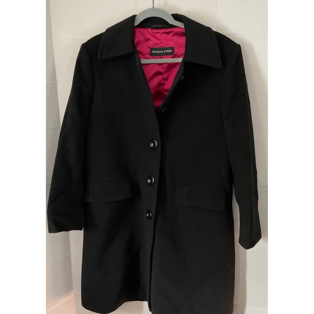 Sterlingwear of Boston Black Wool Cashmere Blend Coat with Satin Lining L-Short